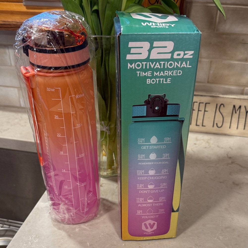 Motivational Time-Marked Water Bottle - Pink and Orange